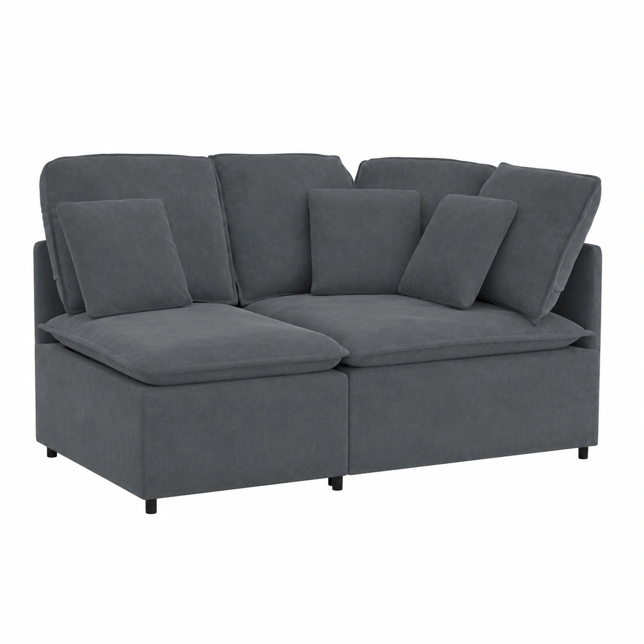Divano modulare angolare in tessuto grigio scuro con chaise longue, 100 cm, per soggiorno elegante