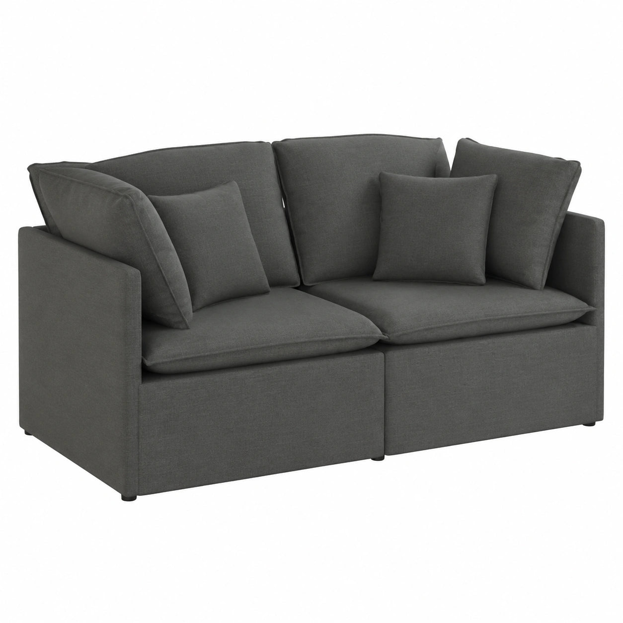 Divano angolare modulare in tessuto grigio scuro con imbottitura in schiuma e telaio in metallo 200x100x64 cm