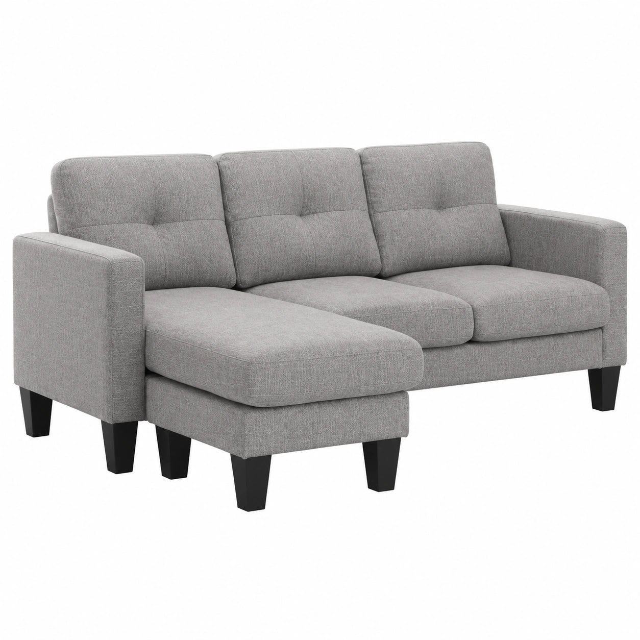 Divano Angolare Moderno a 3 Posti con Chaise Longue in Tessuto Ciniglia 186x130x84 cm Marrone Scuro