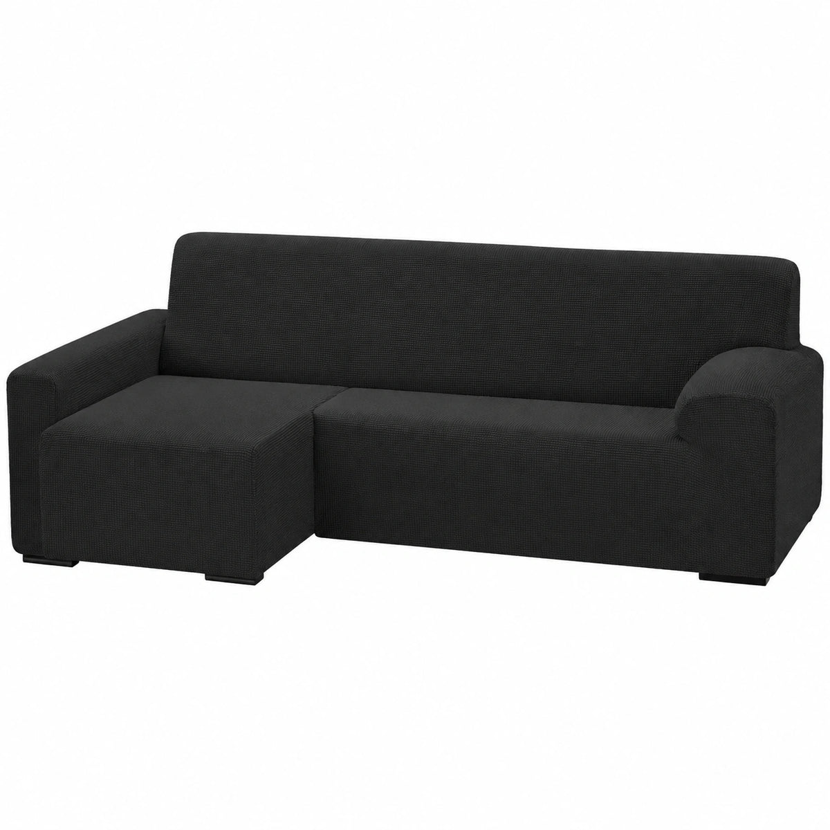 Fodera Elasticizzata per Divano con Penisola Ulisse 240-280 cm, Sinistra, Nero