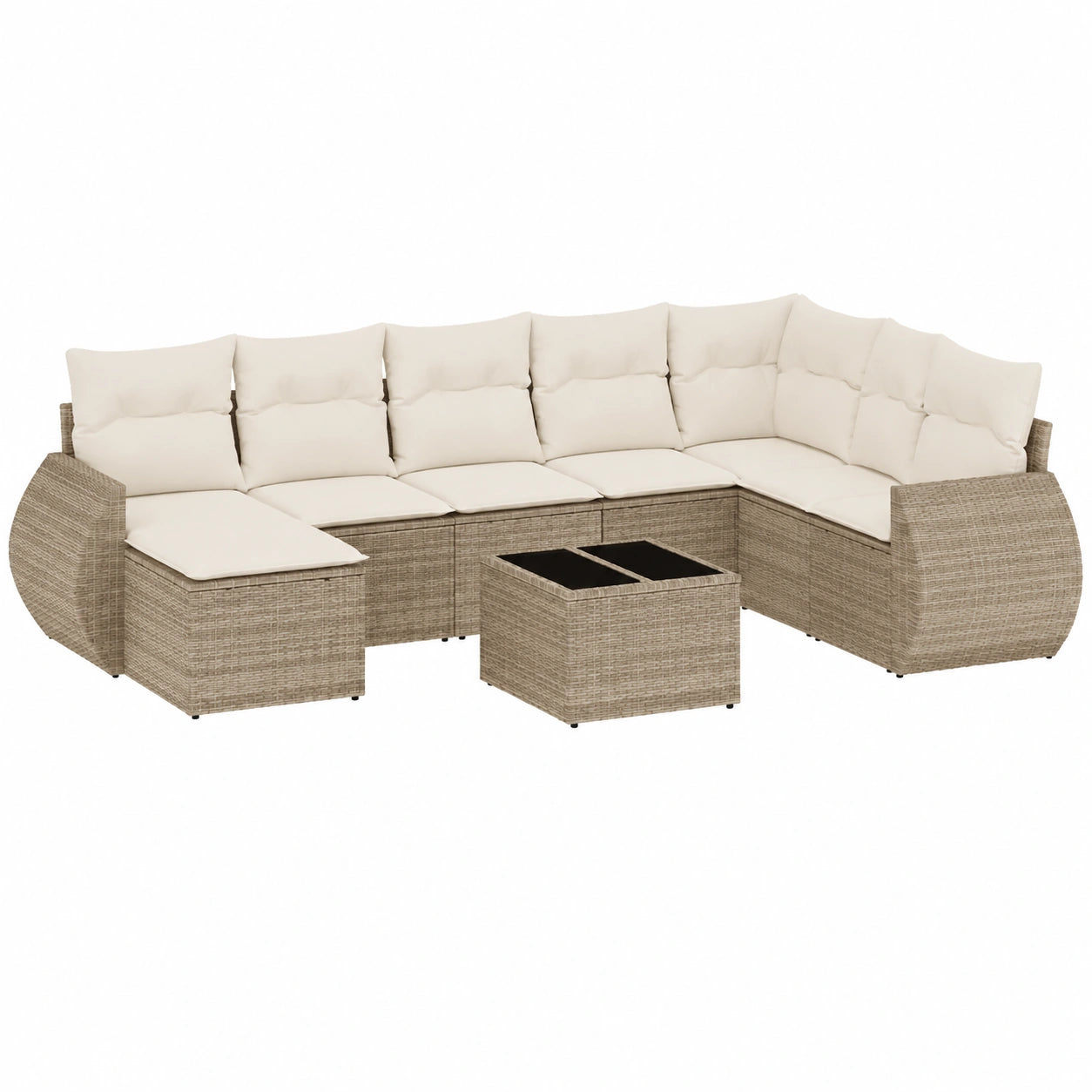 Salotto da Giardino in Rattan Sintetico Beige, Modulare e Robusto
