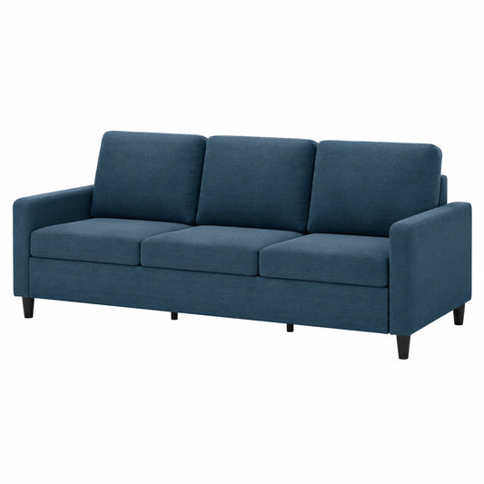 Divano ad Angolo in Velluto Blu, Set 3 Posti con Cuscini, Design Moderno per Soggiorni Compatti