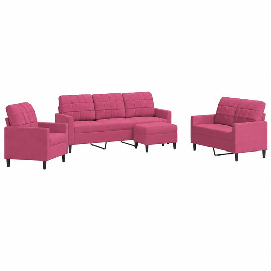 Set Divani Velluto Rosso Vinaccia, Moderno, 2 e 3 Posti, Angolare, Soggiorno e Camera, Struttura in Metallo