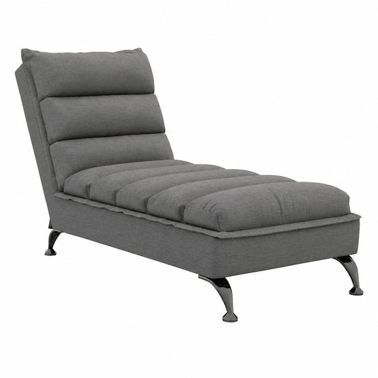 Divano moderno in tessuto grigio scuro con gambe in metallo e cuscini, ideale per soggiorno e camera da letto, 133,5 x 56 cm