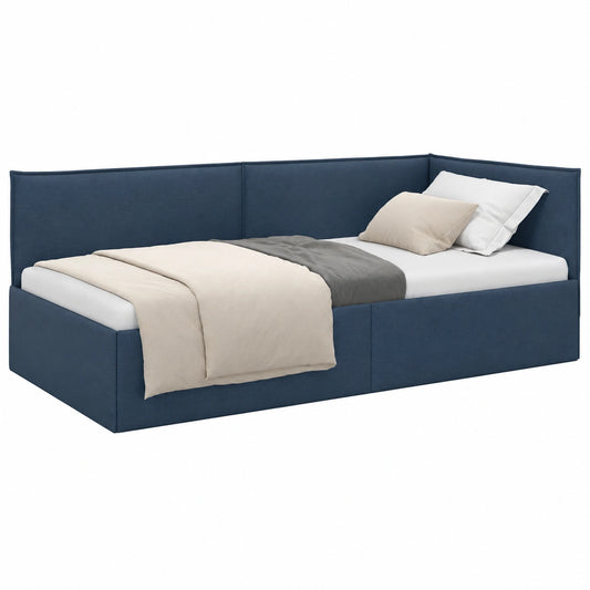 Struttura Letto Angolare Blu 80x200 cm in Tessuto, Design Moderno per Camera