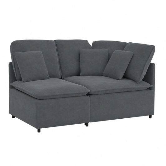 Divano modulare angolare in tessuto grigio scuro con chaise longue, 100 cm, per soggiorno elegante