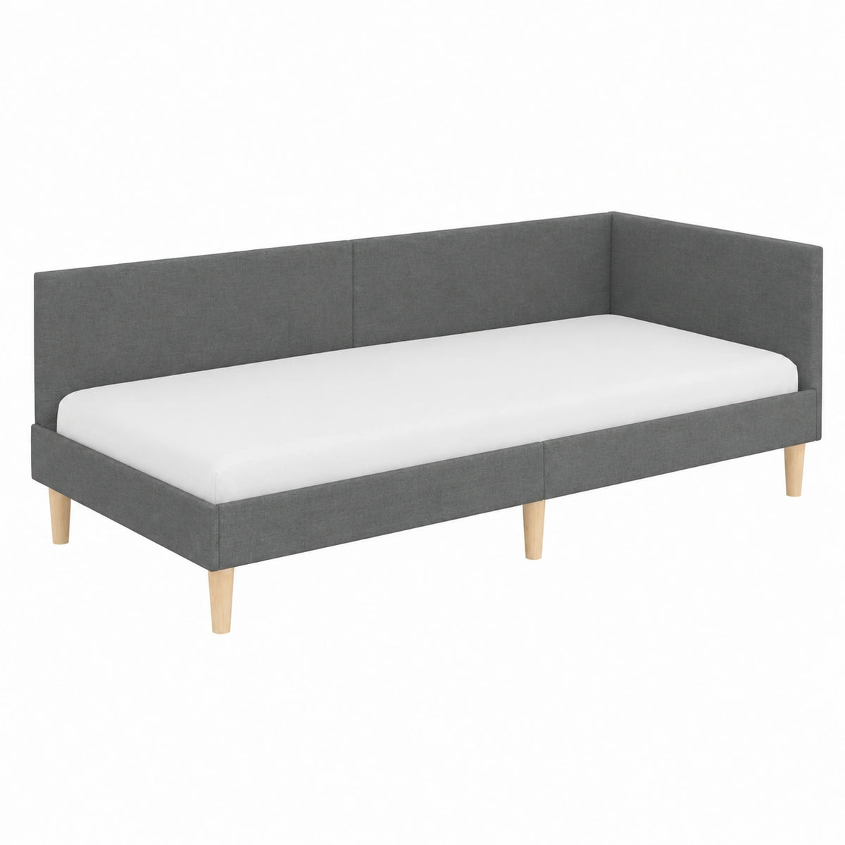 Struttura letto angolare tessuto grigio scuro 100x200 cm, divano-letto multifunzionale salvaspazio con rete a doghe