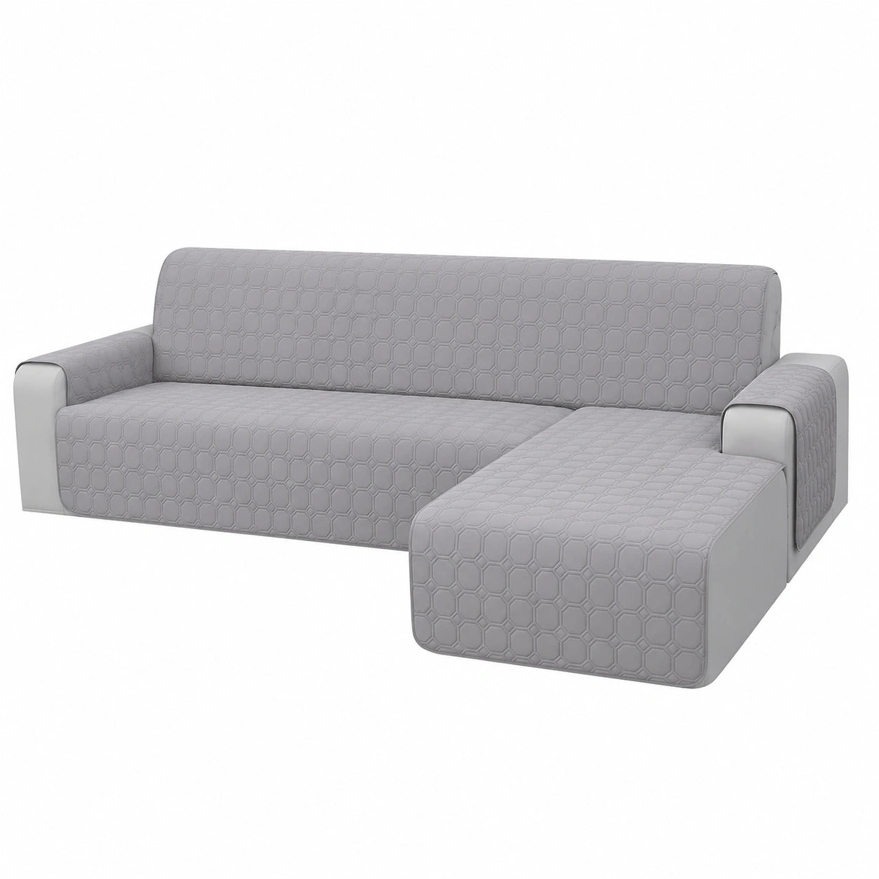 Copridivano Impermeabile Chaise Longue 2 Posti, Universale Reversibile Antigraffio, Grigio Chiaro