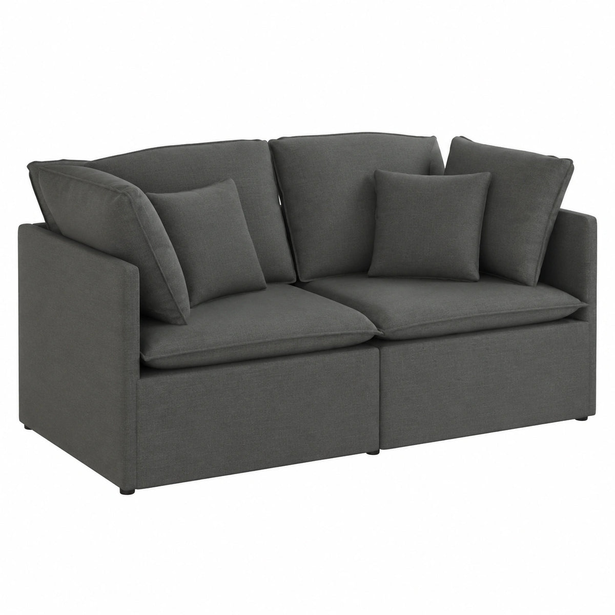 Divano angolare modulare in tessuto grigio scuro con imbottitura in schiuma e telaio in metallo 200x100x64 cm