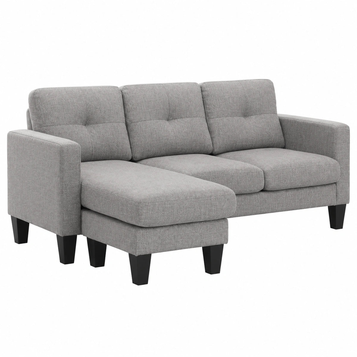 Divano Angolare Moderno a 3 Posti con Chaise Longue in Tessuto Ciniglia 186x130x84 cm Marrone Scuro