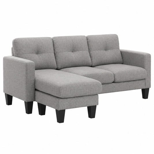 Divano Angolare Moderno a 3 Posti con Chaise Longue in Tessuto Ciniglia 186x130x84 cm Marrone Scuro