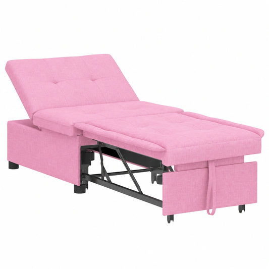 Divano Letto Pieghevole Rosa Moderno, 3 Posizioni, Salvaspazio, 194x50x82 cm
