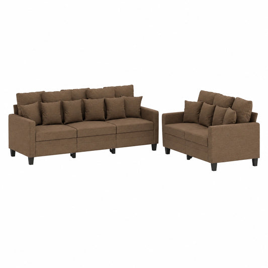 Divano angolare marrone 2 pezzi in poliestere con base in metallo, design moderno per soggiorno e balcone