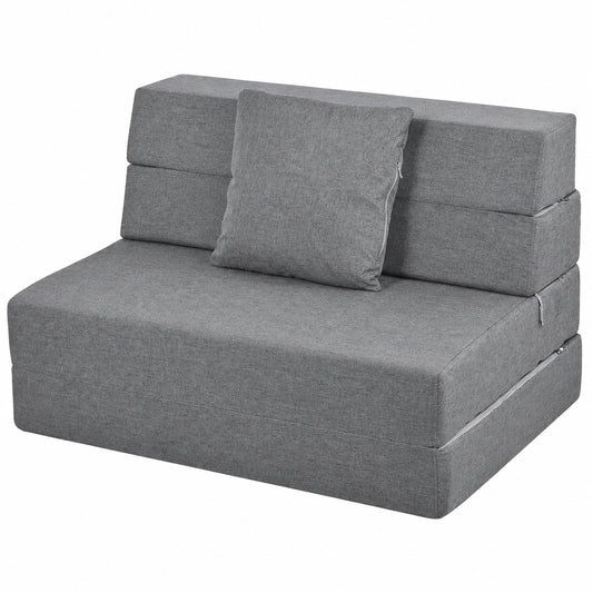 Divano Letto Pieghevole in Schiuma ad Alta Densità per 2 Persone, Rivestimento Rimovibile, Ideale per Spazi Ridotti come Appartamenti e Dormitori, Colore Grigio